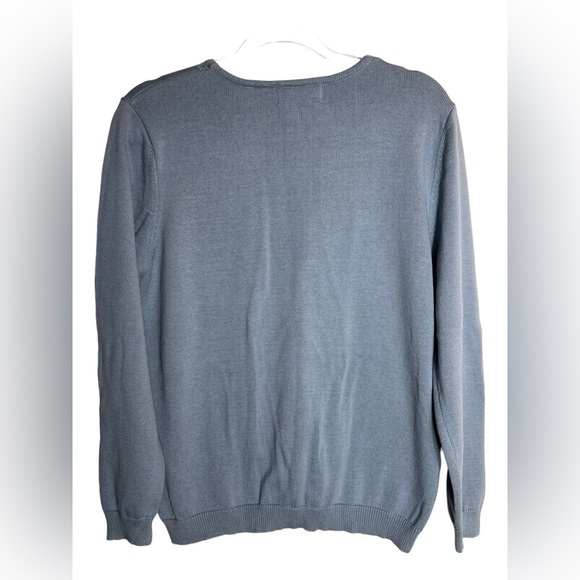 Alfred Dunner Womens Crew Size Small Beautiful Flower Detail on Blue Knit - Picture 4 of 7